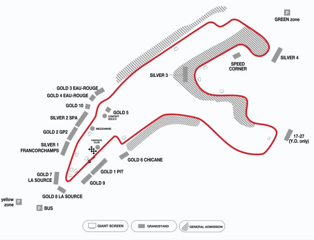 Belgium F1 Circuit Map - Spa Francorchamps